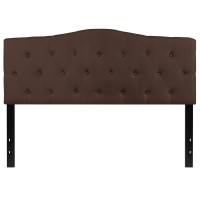 Emma Oliver Arched Button Tufted Queen Size Headboard In Dark Brown Fabric