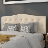 Emma Oliver Tufted Upholstered Queen Size Headboard In Beige Fabric