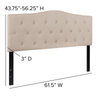 Emma Oliver Tufted Upholstered Queen Size Headboard In Beige Fabric