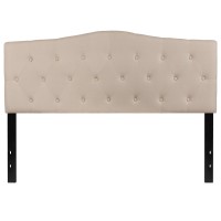 Emma Oliver Tufted Upholstered Queen Size Headboard In Beige Fabric