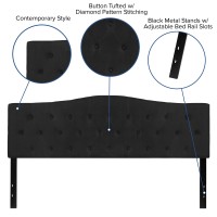 Emma Oliver Tufted Upholstered King Size Headboard In Black Fabric