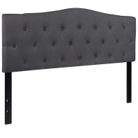 Emma Oliver Arched Button Tufted Queen Size Headboard In Dark Gray Fabric