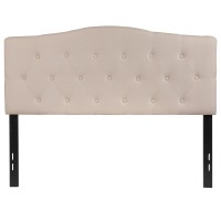 Emma Oliver Tufted Upholstered Full Size Headboard In Beige Fabric