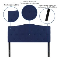 Emma Oliver Tufted Upholstered Full Size Headboard In Navy Fabric