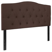 Emma Oliver Arched Button Tufted Full Size Headboard In Dark Brown Fabric