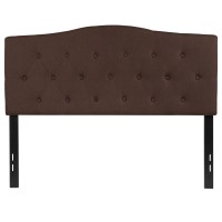 Emma Oliver Arched Button Tufted Full Size Headboard In Dark Brown Fabric