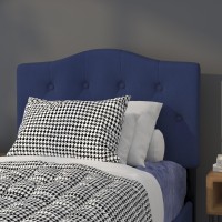 Emma Oliver Tufted Upholstered Twin Size Headboard In Navy Fabric