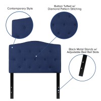 Emma Oliver Tufted Upholstered Twin Size Headboard In Navy Fabric