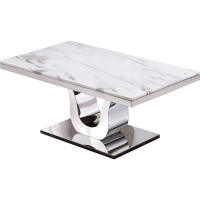 Marble Top Coffee Table with Stainless Steel Base