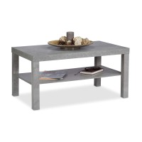 Relaxdays 10025153 Coffee Concrete Look And Shelf, Low Living Room Side Table, Hxwxd 45 X 90 X 55 Cm, Grey