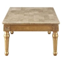 Acme Daesha Rectangular Marble Top Coffee Table In Antique Gold