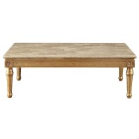 Acme Daesha Rectangular Marble Top Coffee Table In Antique Gold