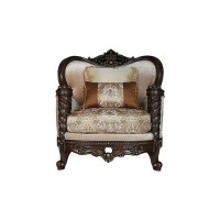 Acme Furniture Devayne Chair With 2 Pillows, Fabric & Dark Walnut