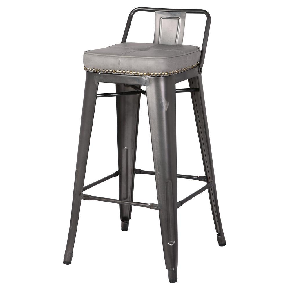 Metropolis PU Leather Low Back Counter Stool Set of 4