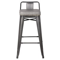 Metropolis PU Leather Low Back Counter Stool Set of 4