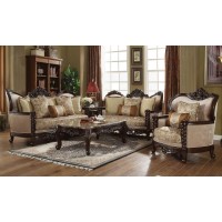 Acme Devayne Traditional European Loveseat With Queen Anne Legs In Dark Walnut