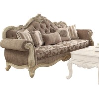 Acme Ragenardus Sofa In Gray Fabric & Antique White