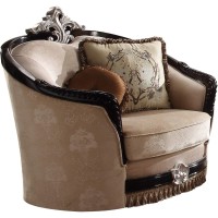 Acme Ernestine Chair (With 2 Pillows) In Tan Fabric & Black