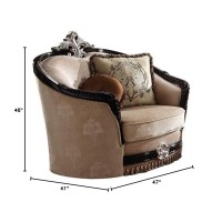 Acme Ernestine Chair (With 2 Pillows) In Tan Fabric & Black