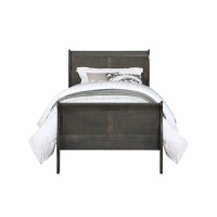 Acme Louis Philippe Wooden Twin Sleigh Bed In Dark Gray