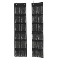 Simple Houseware 24 Pockets 2Pk 12 Large Pockets Over Door Hanging Shoe Organizer Black