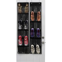 Simple Houseware 24 Pockets 2Pk 12 Large Pockets Over Door Hanging Shoe Organizer Black