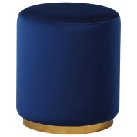 Best Master Furniture Dalvik Round Velvet Accent Stool in Navy BlueGold Base