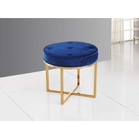 Best Master Furniture Emir Upholstered Accent Stool With Gold Plated Base Blue