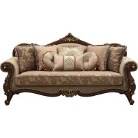 Acme Mehadi Velvet Upholstered Sofa With 8 Pillows In Walnut
