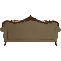 Acme Mehadi Velvet Upholstered Sofa With 8 Pillows In Walnut