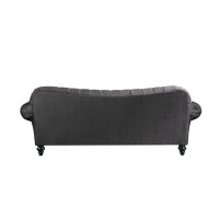 Acme Gaura Velvet Tufted Sofa With Nail-Head Trim In Dark Gray