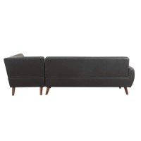 Acme Essick Ii Faux Leather Tufted Sectional Sofa In Black