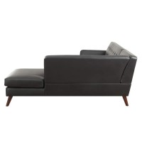 Acme Essick Ii Faux Leather Tufted Sectional Sofa In Black