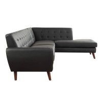 Acme Essick Ii Faux Leather Tufted Sectional Sofa In Black