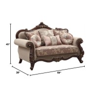 Acme Mehadi Upholstery Rolled Arm Loveseat With Queen Leg In Walnut