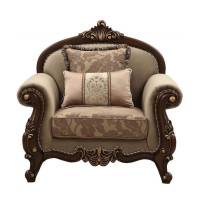 Acme Mehadi Rolled Arm Chair With 2 Pillows In Walnut