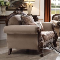 Acme Mehadi Rolled Arm Chair With 2 Pillows In Walnut