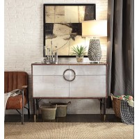 Acme Brancaster Console Table - - Top Grain Leather & Aluminum