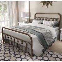 Yalaxon Vintage Sturdy Full Size Metal Bed Frame With Headboard And Footboard Basic Bed Frame No Box Spring Needed