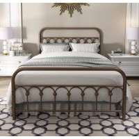 Yalaxon Vintage Sturdy Full Size Metal Bed Frame With Headboard And Footboard Basic Bed Frame No Box Spring Needed