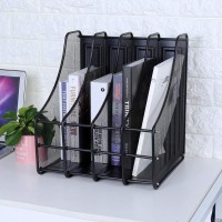 Topincn Mesh Magazine File Rack Holder 4 Slots Metal Home Office Desk Book Sorter Storage Shelf Vertical School