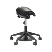 Safco Products Ajustable Height Saddle Seat Lab Stool, 5 Star Base Wheels For Stability And Easy Rolling, Unique Ergonomic Saddle, Great For Dr. Offices And Reception Desks, Black