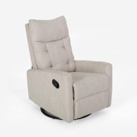 Great Deal Furniture Christopher Knight Home Ishtar Glider Swivel Push Back Nursery Recliner, 35.75D X 25W X 39H In, Beige, Black