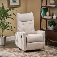 Great Deal Furniture Christopher Knight Home Ishtar Glider Swivel Push Back Nursery Recliner, 35.75D X 25W X 39H In, Beige, Black