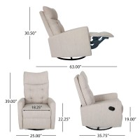 Great Deal Furniture Christopher Knight Home Ishtar Glider Swivel Push Back Nursery Recliner, 35.75D X 25W X 39H In, Beige, Black