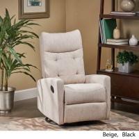 Great Deal Furniture Christopher Knight Home Ishtar Glider Swivel Push Back Nursery Recliner, 35.75D X 25W X 39H In, Beige, Black