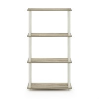 Furinno Turn-N-Tube 4-Tier Multipurpose Shelf Display Rack, Sonoma Oak/White