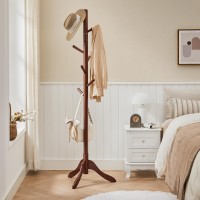 Vasagle Solid Wood Coat Rack Free Standing Coat Rack Treeshaped Coat Rack With 8 Hooks 3 Height Options For Clothes Hats