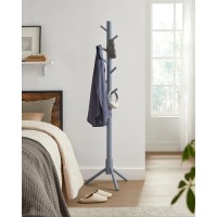 Vasagle Solid Wood Coat Rack Free Standing Coat Rack Treeshaped Coat Rack With 8 Hooks 3 Height Options For Clothes Hats