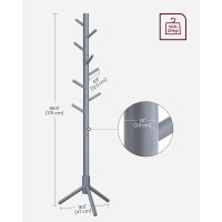 Vasagle Solid Wood Coat Rack Free Standing Coat Rack Treeshaped Coat Rack With 8 Hooks 3 Height Options For Clothes Hats